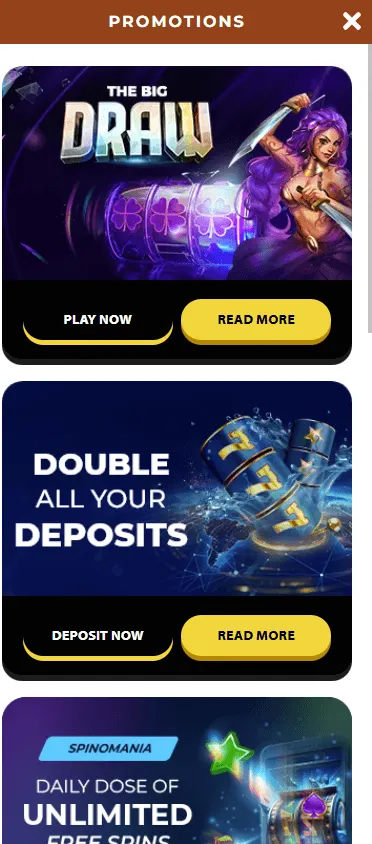 Winorama Casino mobile promotions on an iOS or Android browser